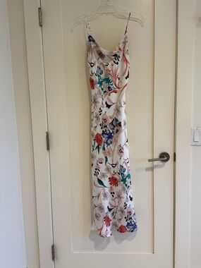 Lulu's White Floral Slip Maxi Dress with Multicolor Blooms
